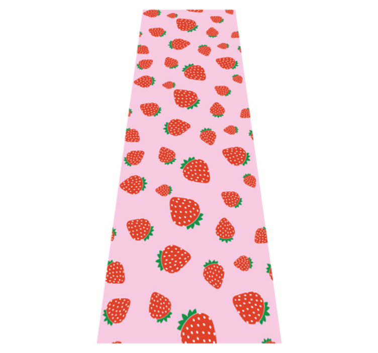 Alfombra vinílica dormitorio patrón fresas sobre fondo rosa - TenVinilo