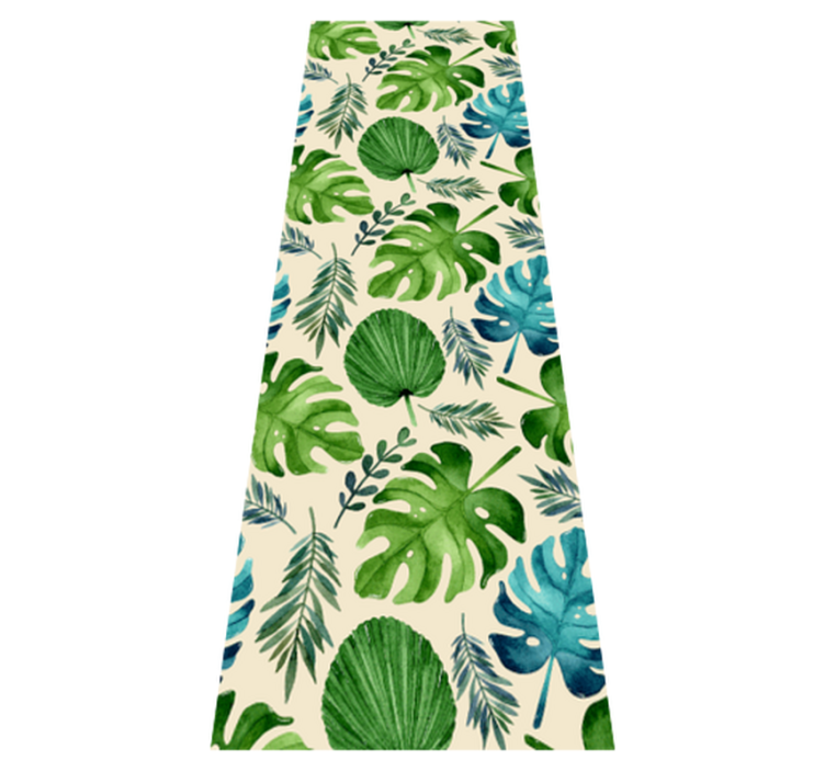 Alfombra vinílica dormitorio patrón hojas verdes tropicales - TenVinilo