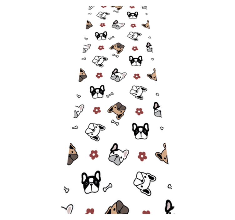 Alfombra vinílica dormitorio flores y bulldogs franceses - TenVinilo