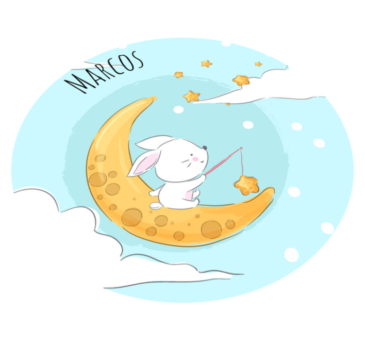 Alfombra vinílica luna y estrellas con nombre - TenVinilo