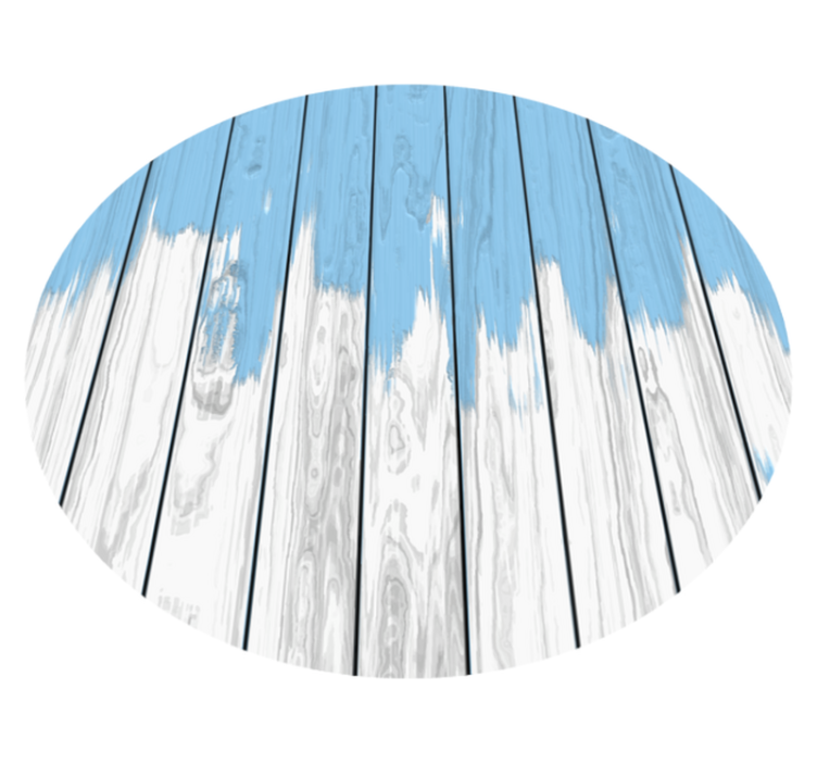 Alfombra vinílica madera azul y blanca redonda - TenVinilo