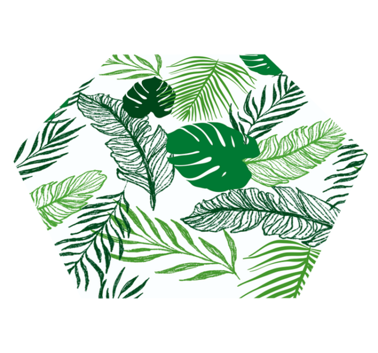 Alfombra vinílica flores hexágono de follaje tropical - TenVinilo