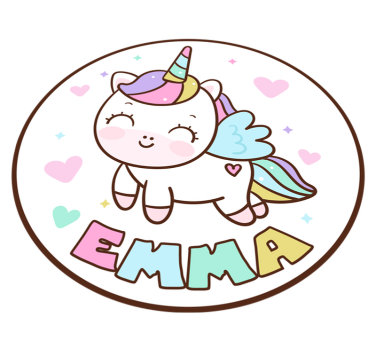 Alfombra vinílica de niña unicornio con nombre - TenVinilo