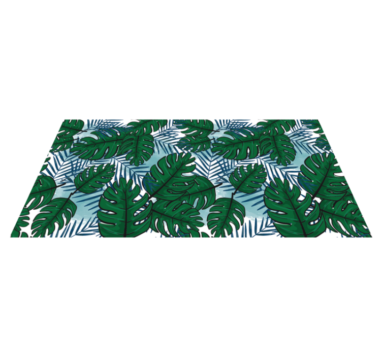 Alfombra vinílica flores patrón de monstera tropical - TenVinilo