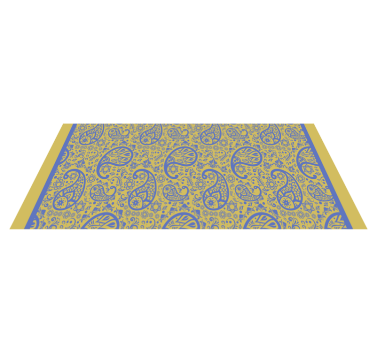 Alfombra vinílica moderna paisley amarillo y azul - TenVinilo