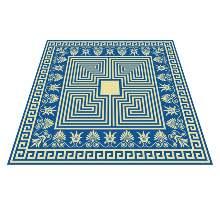 Alfombra vinílica vintage azulejo azul griego - TenVinilo