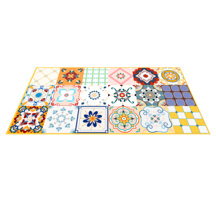 Alfombra hidráulica vinílica azulejos multicolor - TenVinilo