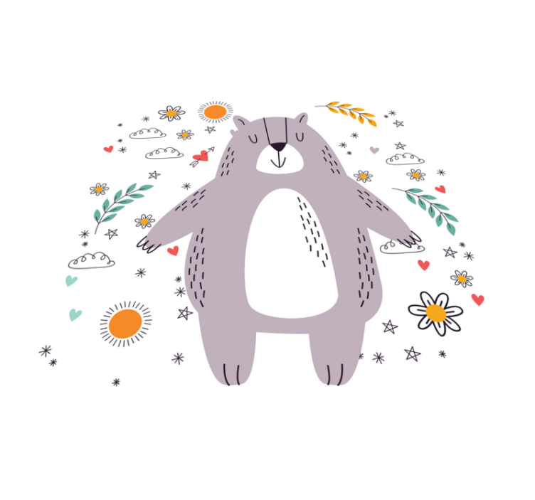 Alfombra vinílica infantil ilustración de oso caprichoso - TenVinilo