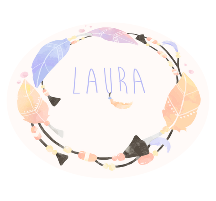 Alfombra vinílica con nombre Plumas de colores con nombre - TenVinilo