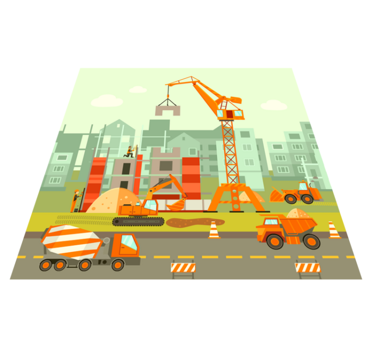 Alfombra vinílica infantil patio de recreo de construcción - TenVinilo