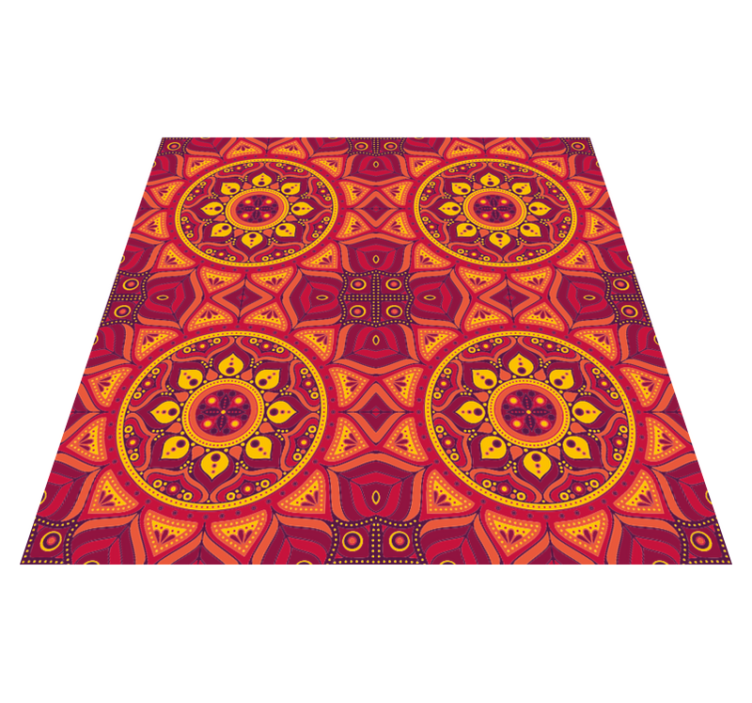 Alfombra vinílica mandala tonos rojos - TenVinilo