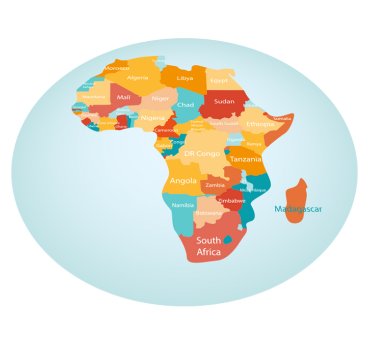 Alfombra de vinilo mapamundi Tarjeta de mapa de africa - TenVinilo