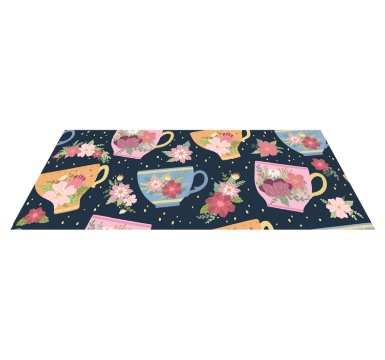 Alfombra vinilo cocina Taza de té ornamental - TenVinilo
