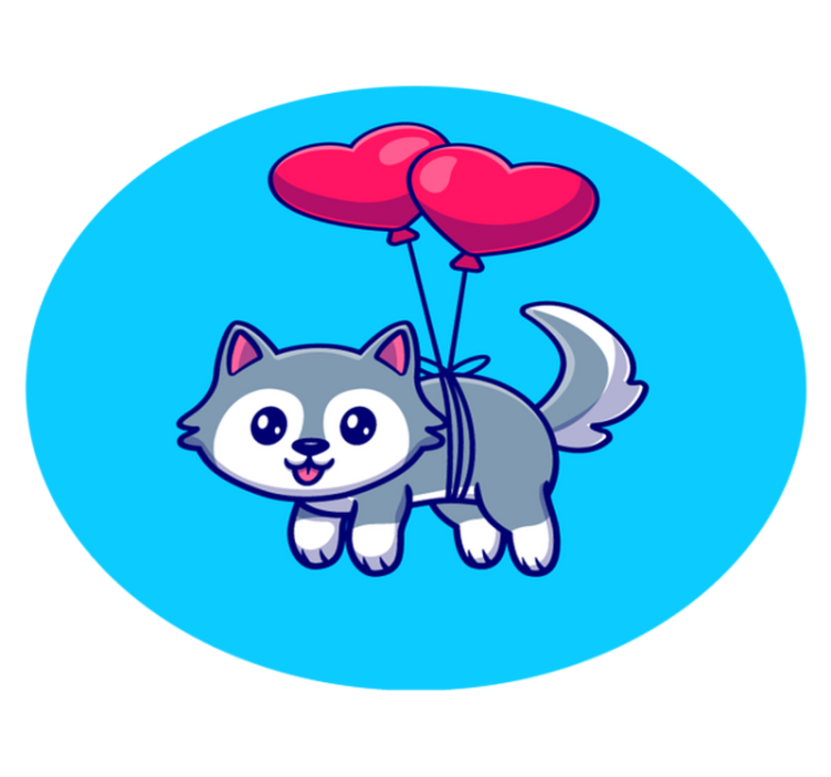 Alfombra vinílica animales bebé lobo con globos - TenVinilo