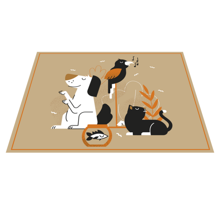 Alfombra vinílica animales ilustración de mascota beige - TenVinilo