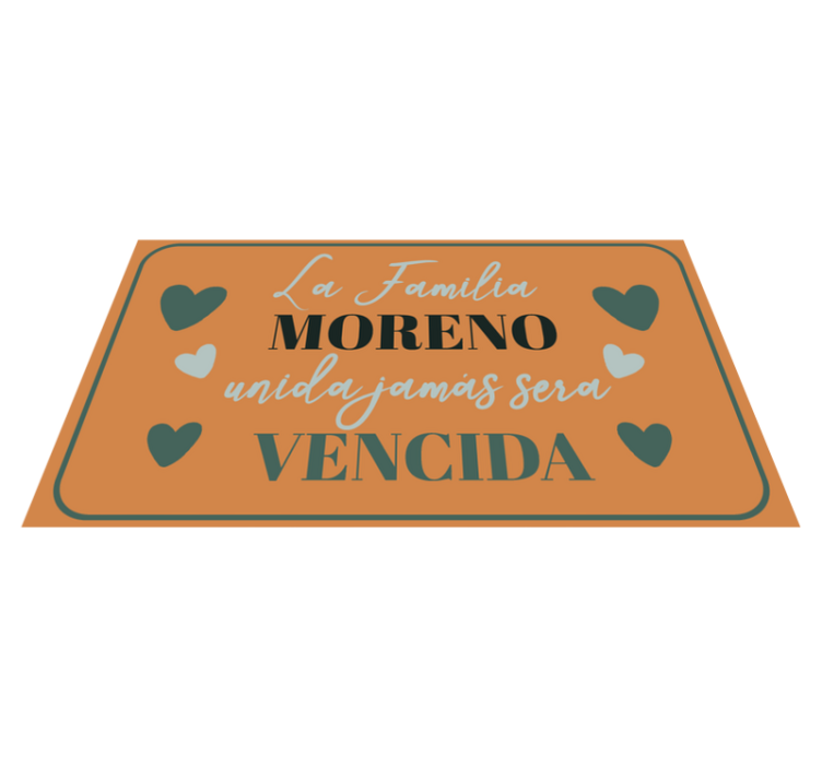 Alfombra vinílica con nombre Familia unida nunca será derrotada - TenVinilo