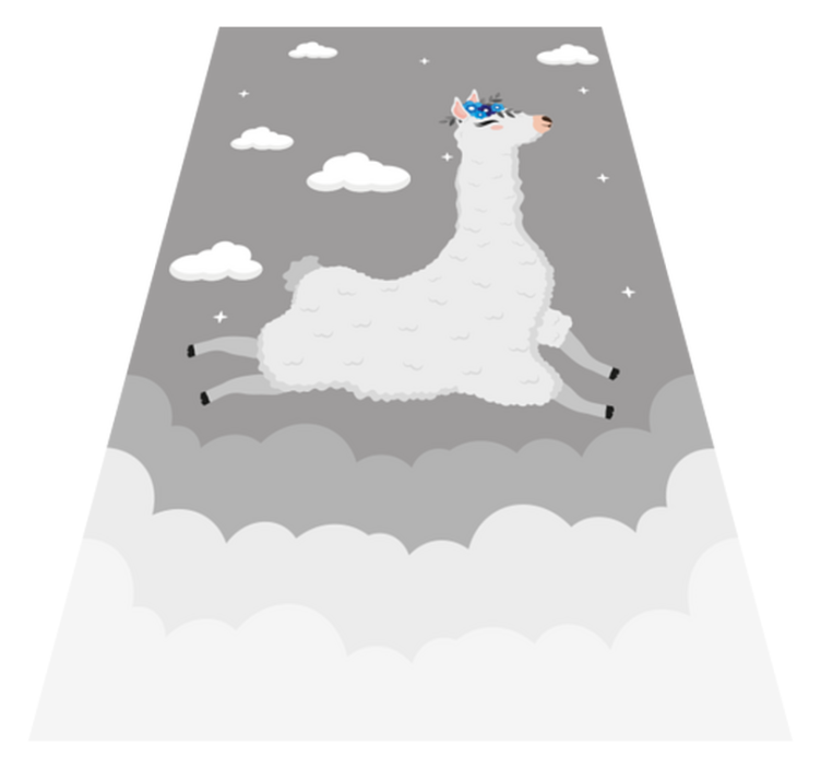 Alfombra vinílica infantil fantasía de llama animada - TenVinilo