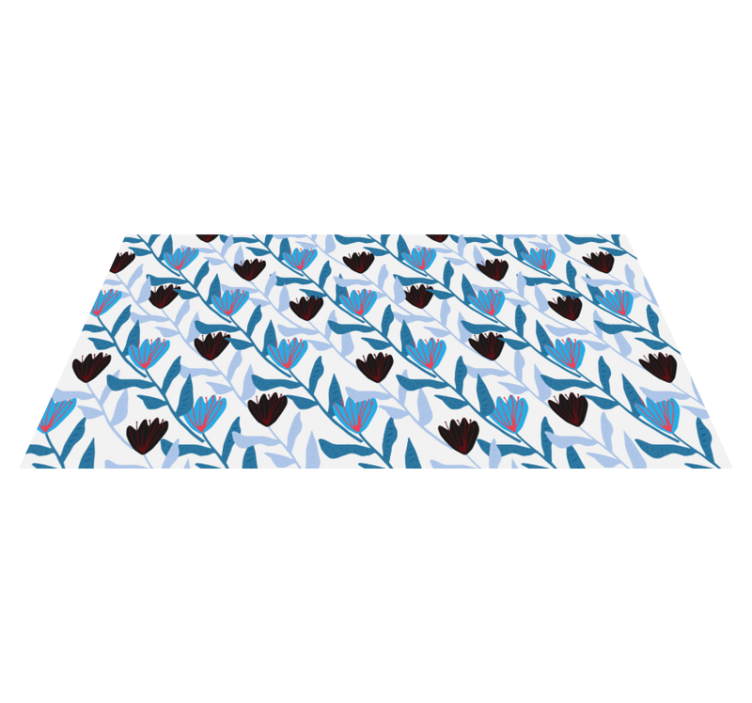 Alfombra vinílica flores arreglo botánico de hojas - TenVinilo