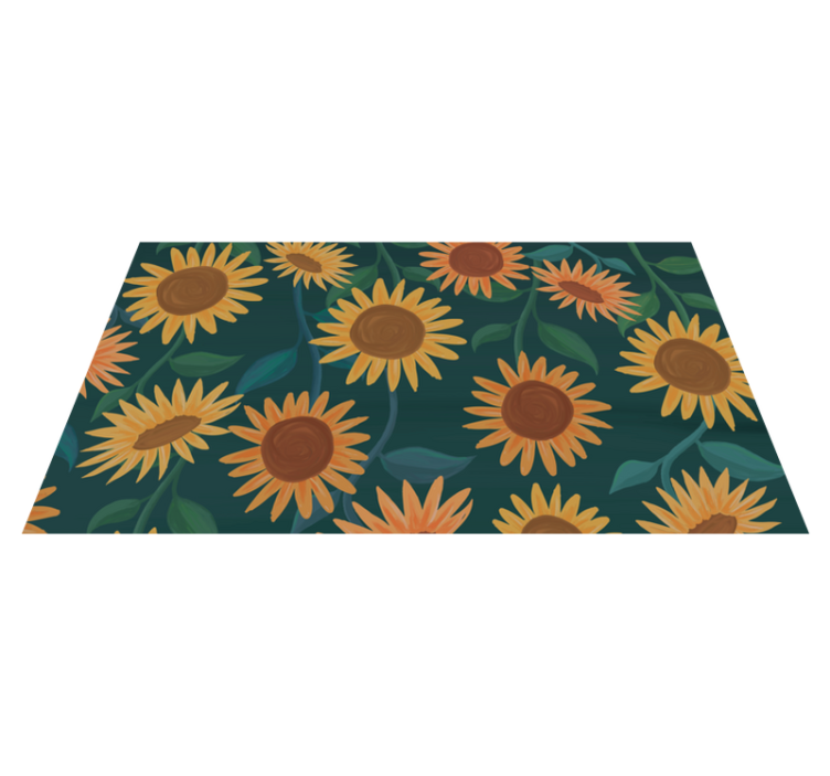 Alfombra vinílica flores patrón de girasol vintage - TenVinilo