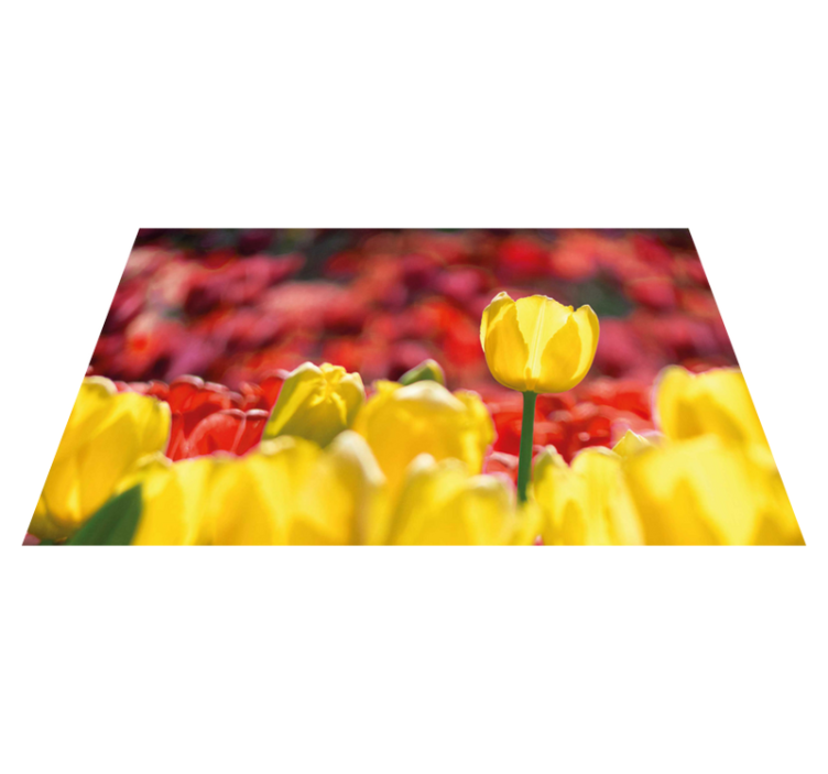 Alfombra vinílica flores ramos de tulipán amarillo - TenVinilo