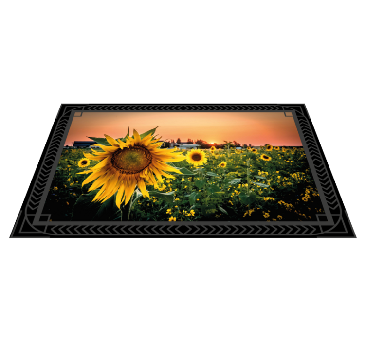 Alfombra vinílica flores puesta de sol de girasol - TenVinilo
