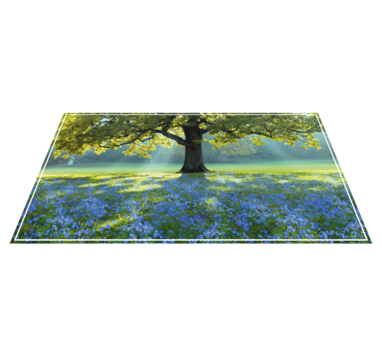 Alfombra vinílica naturaleza escena de árbol floreciente - TenVinilo