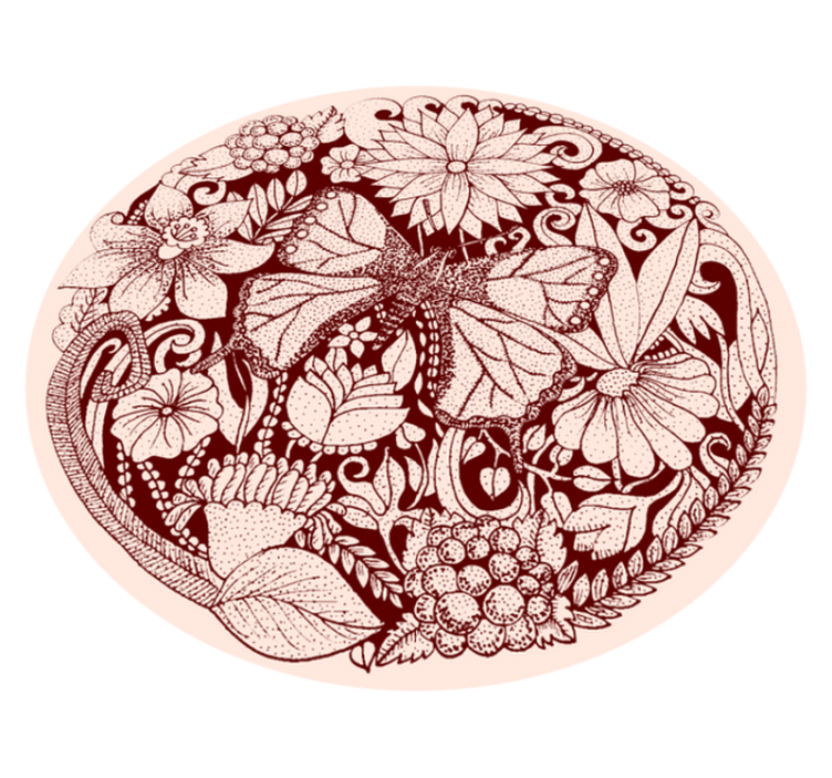 Alfombra vinílica dormitorio Flores vintage y mariposas - TenVinilo