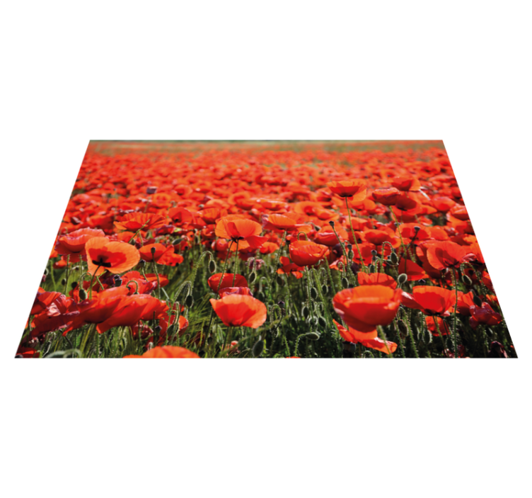 Alfombra vinílica flores amapolas rojas vibrantes - TenVinilo