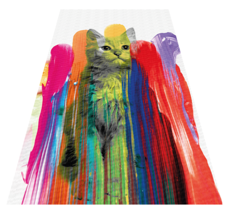Alfombra vinílica moderna retrato de gato colorido - TenVinilo