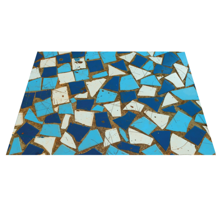 Alfombra vinílica dormitorio Patrón de mosaico azul geométrico - TenVinilo