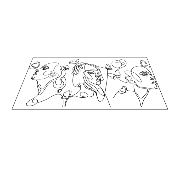 Alfombra vinílica con frase Silueta de tres mujeres - TenVinilo