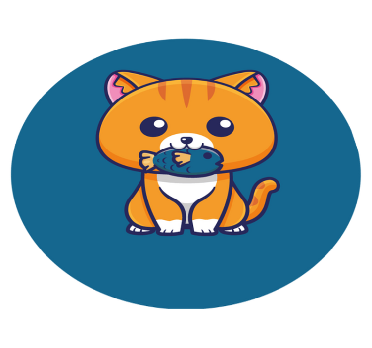 Aflombra vinílica animales Lindo gato comiendo dibujos animados d - TenVinilo