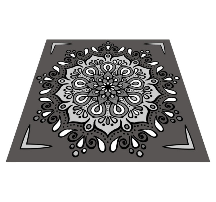 Alfombra vinílica mandala Armónico blanco y negro - TenVinilo