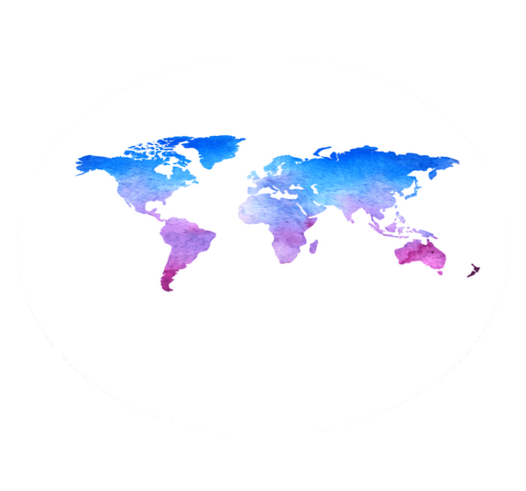 Alfombra vinílica mapamundi textura de acuarela circular. - TenVinilo