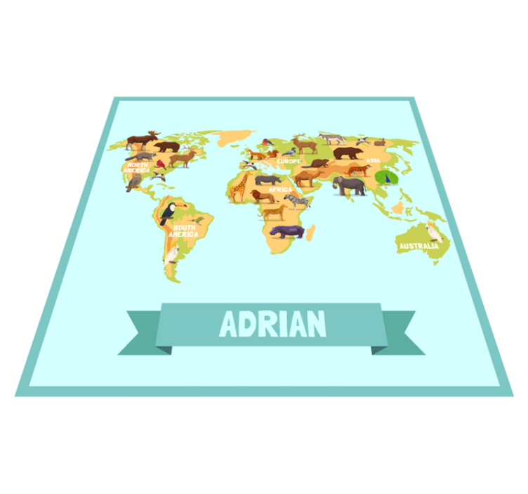 Alfombra vinílica personalizable diseño de fauna con nombre - TenVinilo