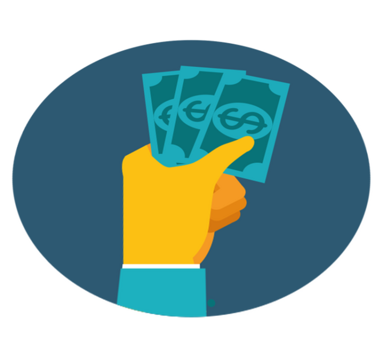 Alfombra vinílica despacho Mano de dibujos animados con dinero - TenVinilo