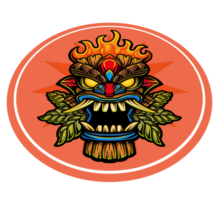 Alfombras vinílicas modernas Fuego tiki máscara dibujos animados  - TenVinilo