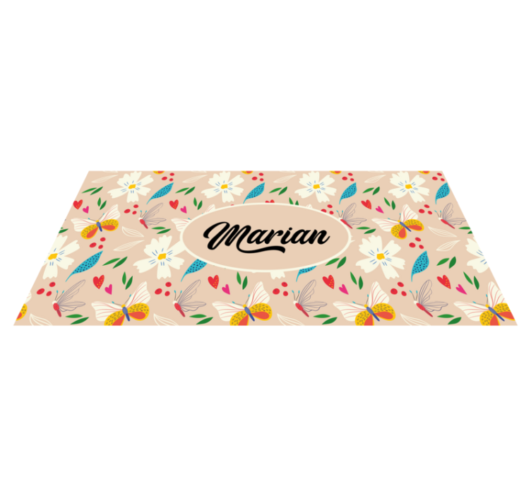 Alfombra vinílica dormitorio floral beige personalizado - TenVinilo