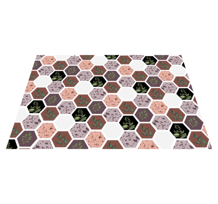 Alfombra vinílica naturaleza patrón de hojas hexagonales - TenVinilo