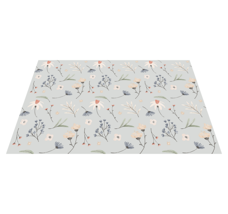 Alfombra vinílica flores ilustración de hoja floral - TenVinilo