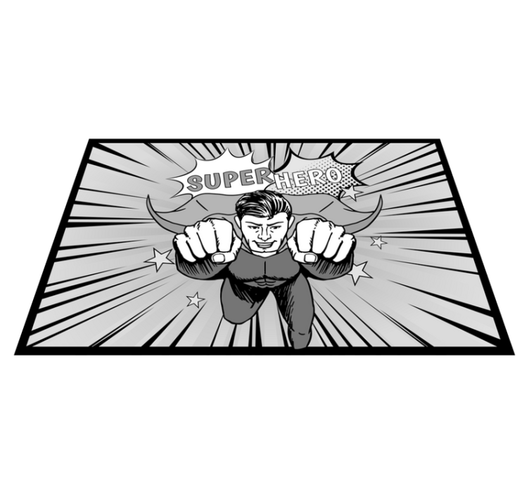 Alfombra vinílica infantil gráfico dinámico de superhéroes - TenVinilo