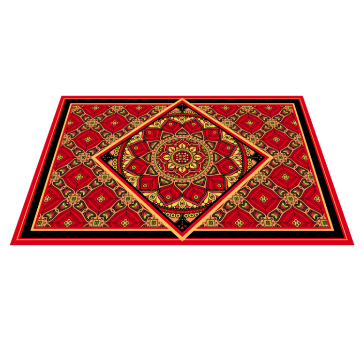 Alfombra vinílica roja diseño clásico ornamental - TenVinilo