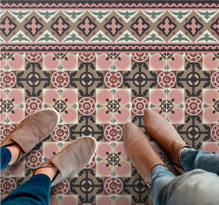 Alfombra vinílica cocina motivo botánico retro - TenVinilo