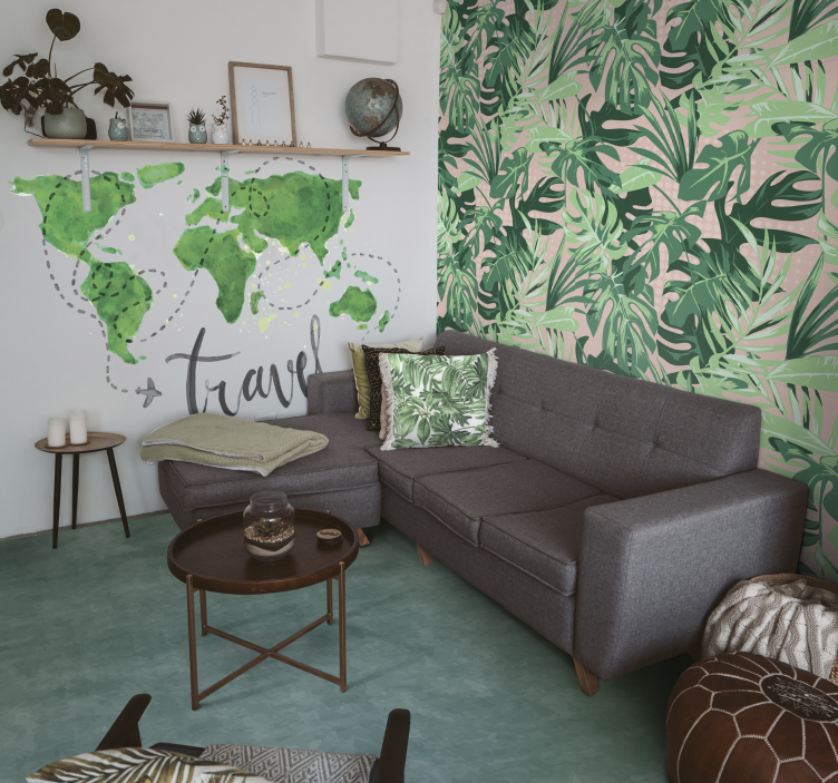 Alfombra vinílica imitación mármol tono verde apagado - TenVinilo