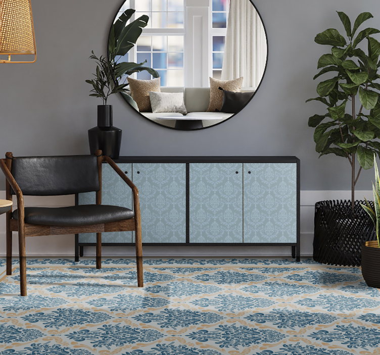 Alfombra vinílica recibidor elegante barroco floral - TenVinilo