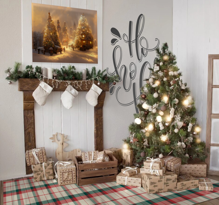 Alfombra vinílica geométrica Tartán de navidad - TenVinilo