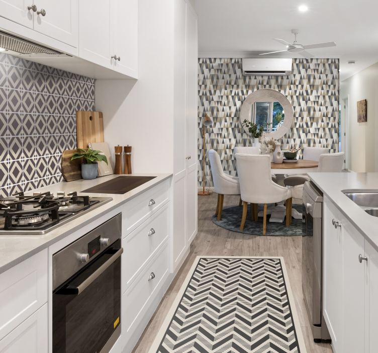 Alfombra vinílica geométrica motivo clásico de chevron - TenVinilo