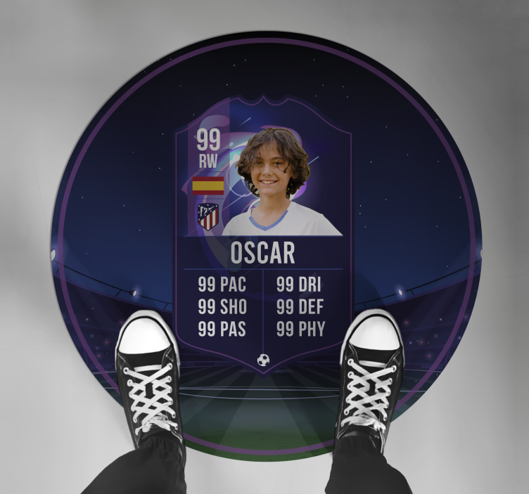 Alfombra de vinilo habitación juvenil tarjeta de jugador de fútbo - TenVinilo