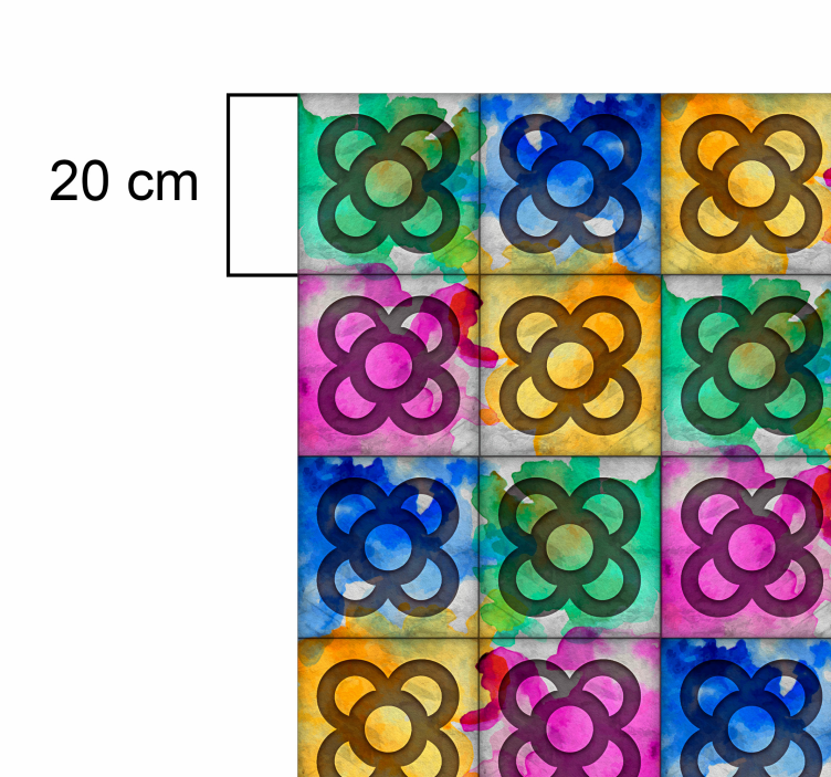 Alfombra de vinilo vintage azulejos de colores vivos - TenVinilo