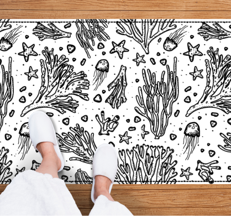 Alfombra de vinilo animal monochrome Ocean Motif - TenVinilo